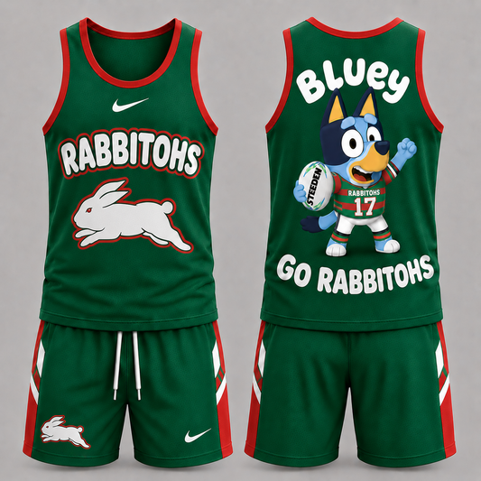 SOU Premium NRL Game Day Cartoon Character Sleeveless Tank Top & Shorts Set