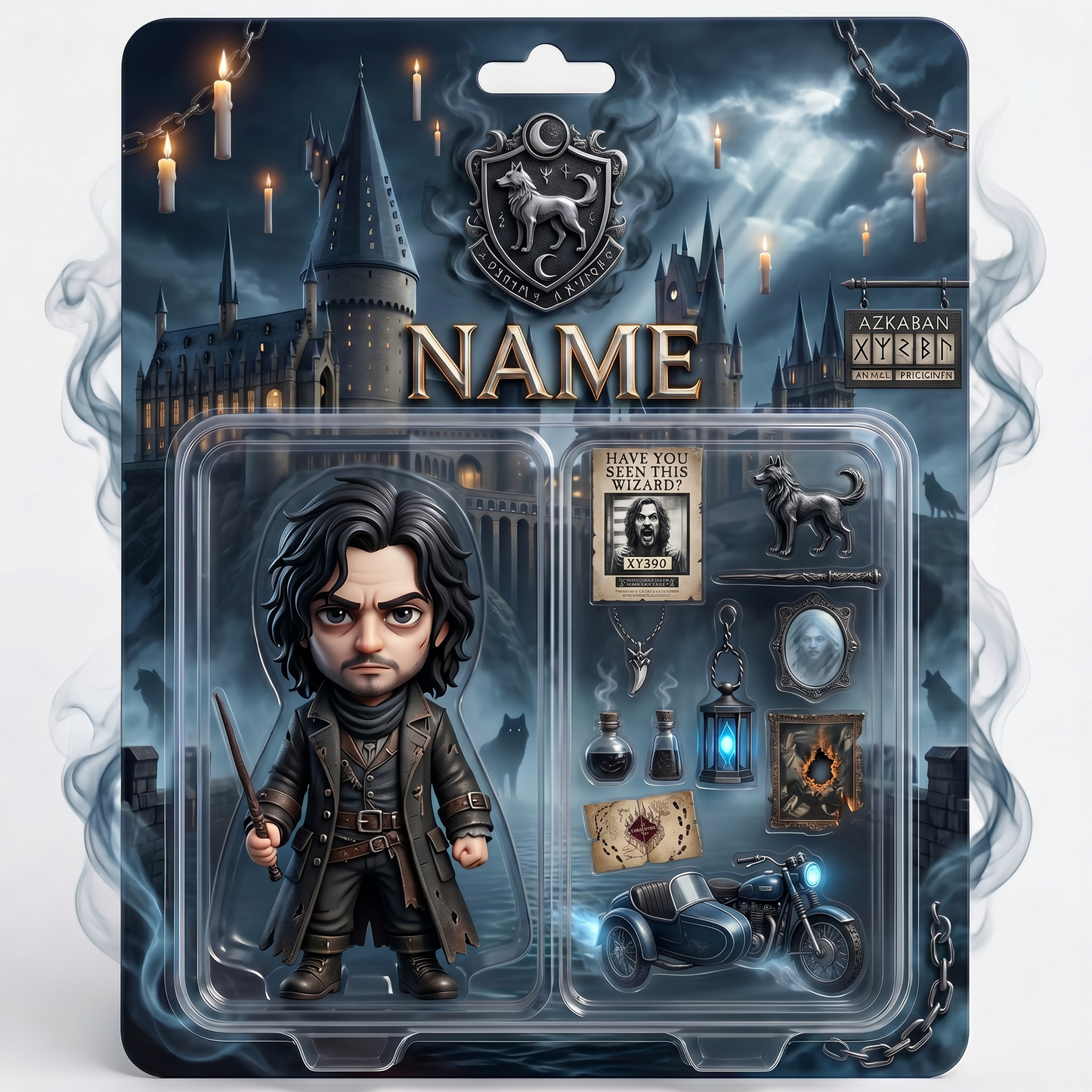 Custom Wizard Photo Plaque For Fans, Personalized Magic School Action Figure Plaque, Custom Name Fantasy Collectible Display, Personalized Fan Gift For Him BQH