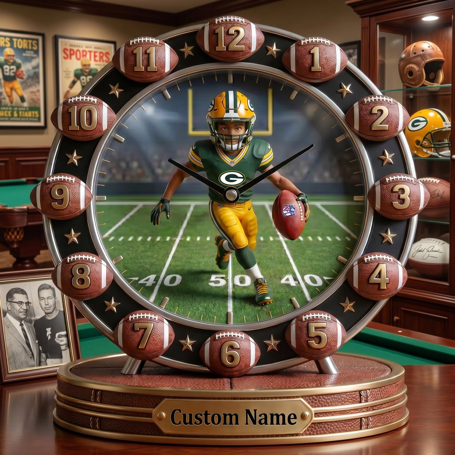 NFL Personalized Basketball Desk Clock Plaque 1106 NAK TTT