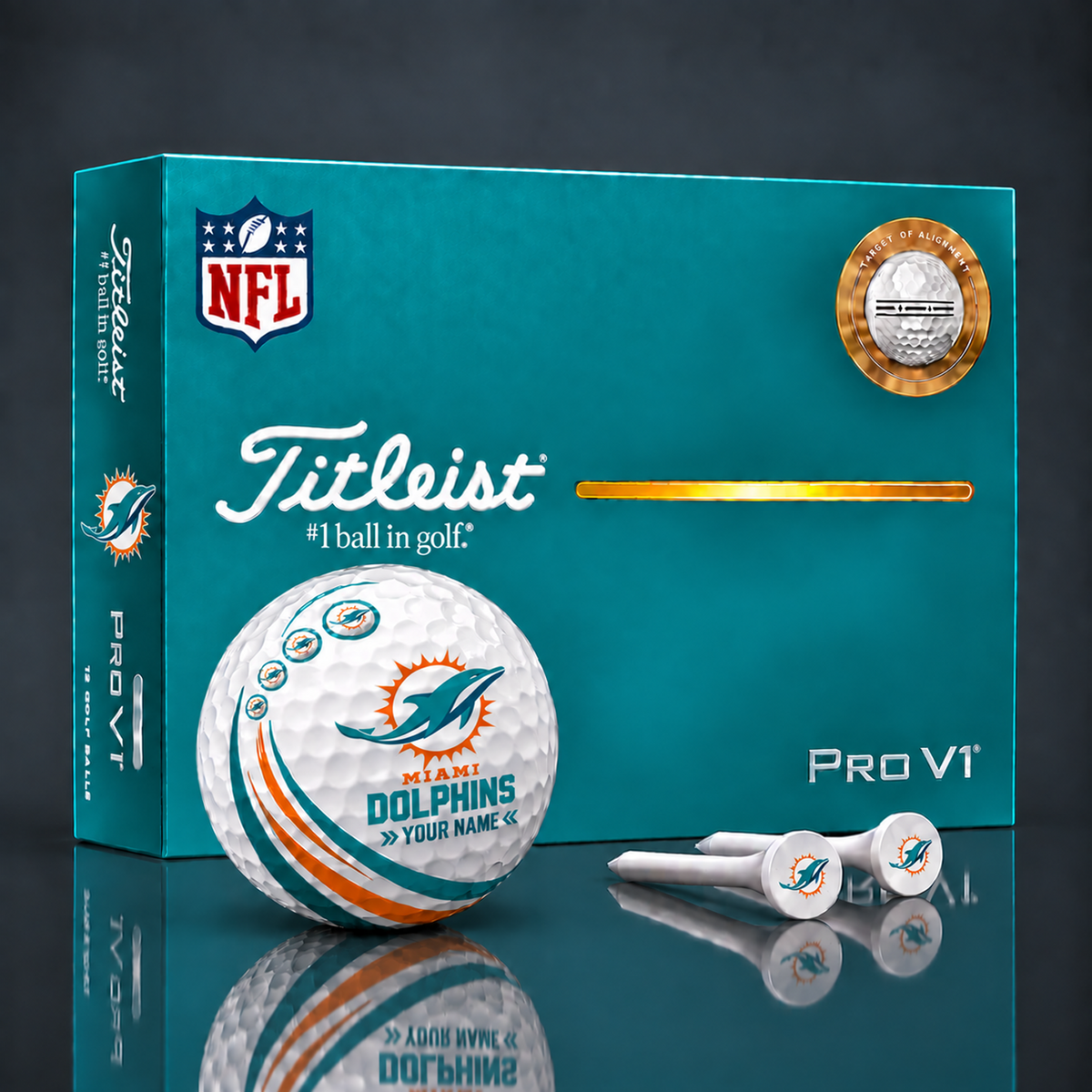 Titleist X Premium NFL MIA PERSONALIZED GOLF BALL LIMITED EDITION  V4