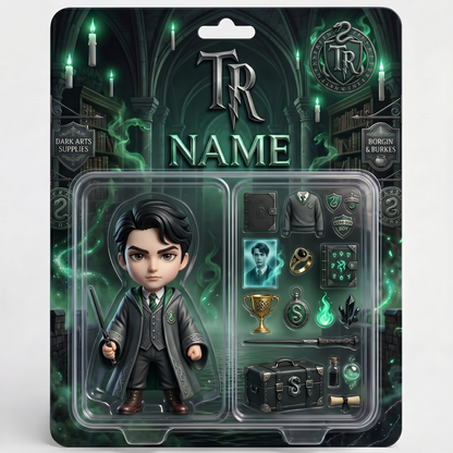 Custom Wizard Photo Plaque For Fans, Personalized Magic School Action Figure Plaque, Custom Name Fantasy Collectible Display, Personalized Fan Gift For Him BQH