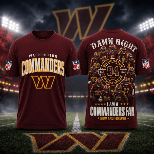 WAS x NFL Damn Right Forever Fan 3D Shirt