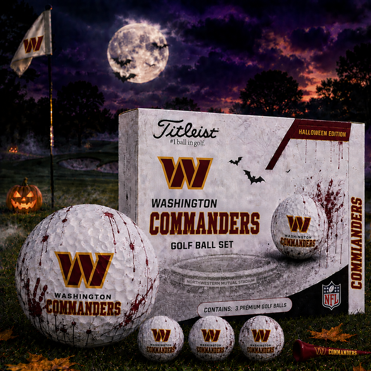 WAS x NFL Halloween Edition Golf Ball Set  3 Premium Golf Balls