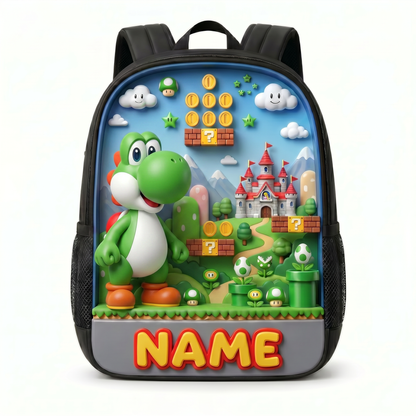 Personalized Kids Backpack, Custom Photo School Backpack With Name, Adventure Game Inspired Bookbag, Back To School Gift For Boys And Girls