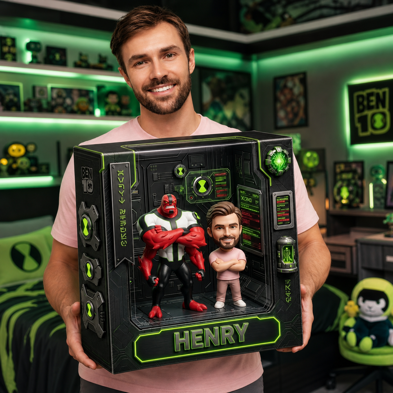 Custom Photo Acrylic Plaque, Personalized Alien Hero Collectible, Cartoon Action Figure Style Gift, Custom Fan Display Decor, Sci-Fi Inspired Acrylic Plaque Gift For Fans BQH