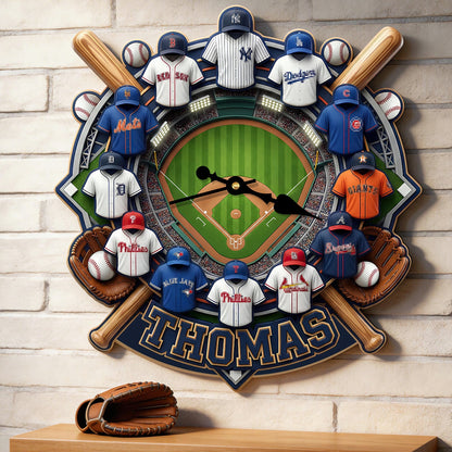 MLB Personalized Gifts For Sport Lovers Acrylic Hanging Wall Clock 0306 NAK NHT