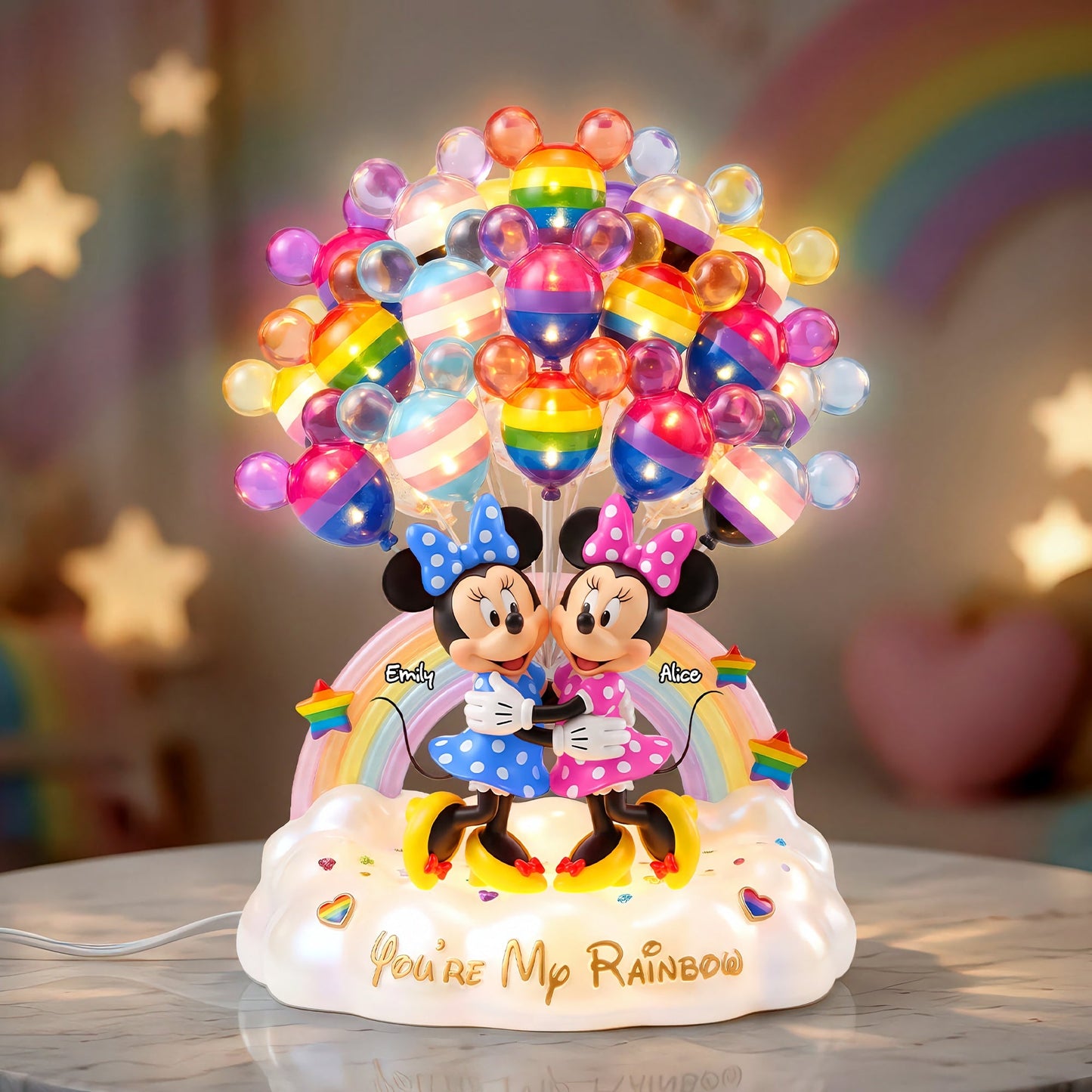Premium MICK Personalized Rainbow Couple Balloon Light Box NMD CTKT