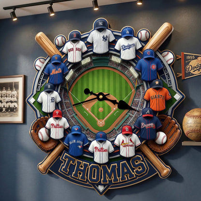 MLB Personalized Gifts For Sport Lovers Acrylic Hanging Wall Clock 0306 NAK NHT