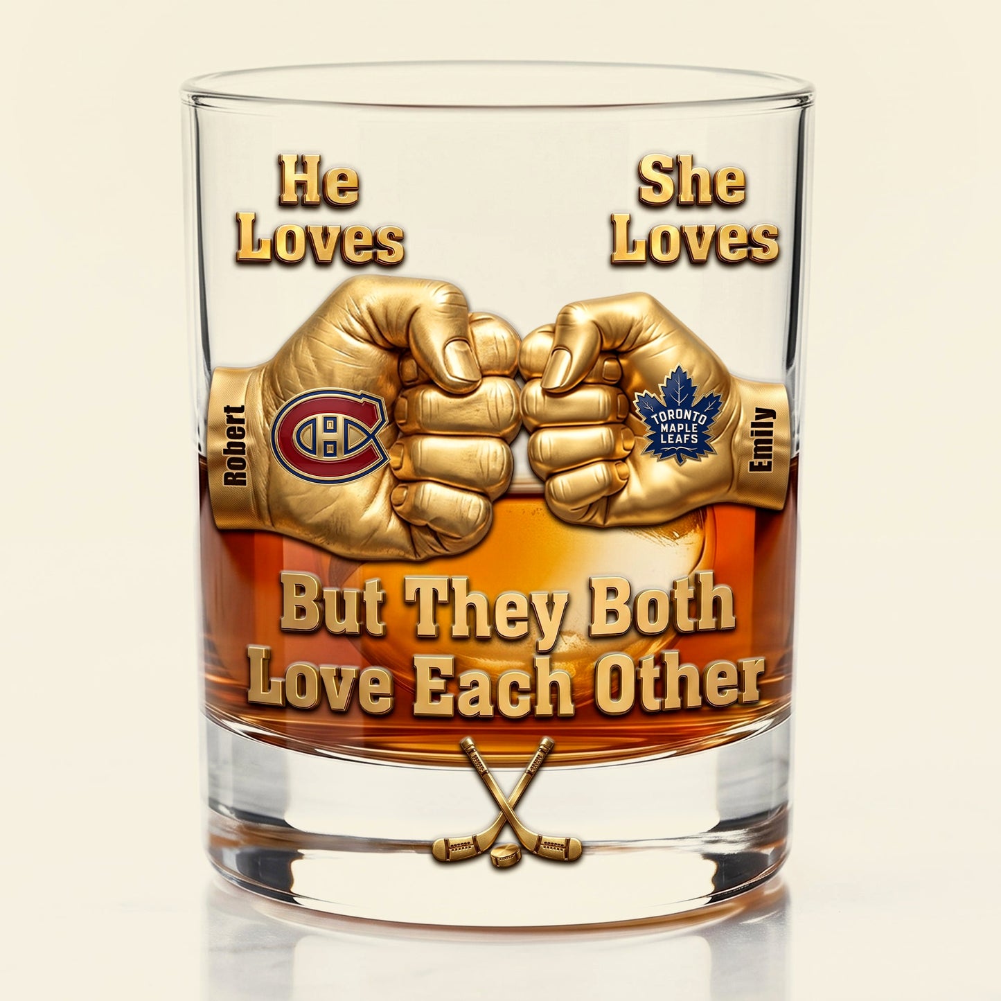 Premium NHL Personalized House Divided Whiskey Glass NMD CTKT
