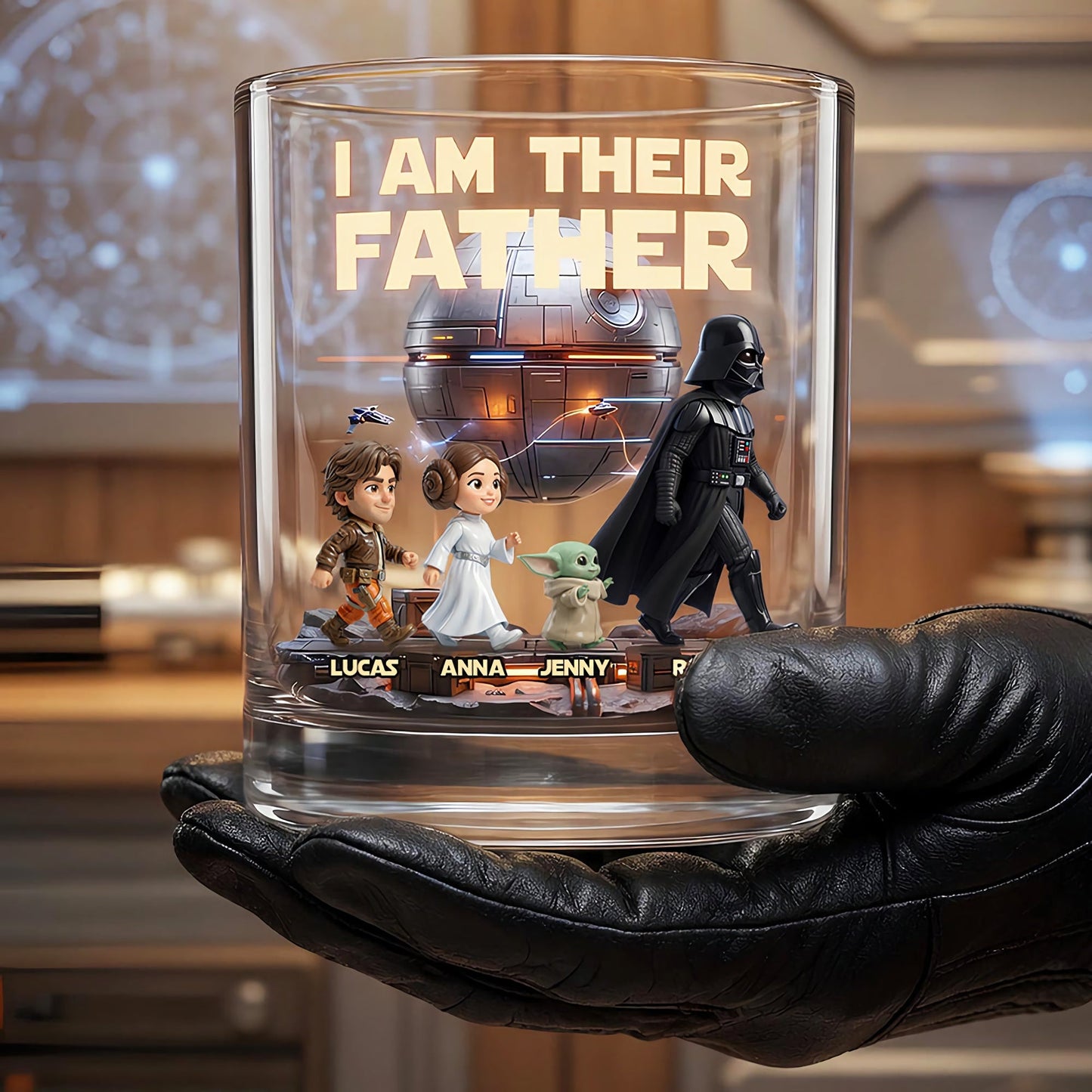 Cosmic Dad and Kids Round Glass - Personalized Gifts For Dad PTT