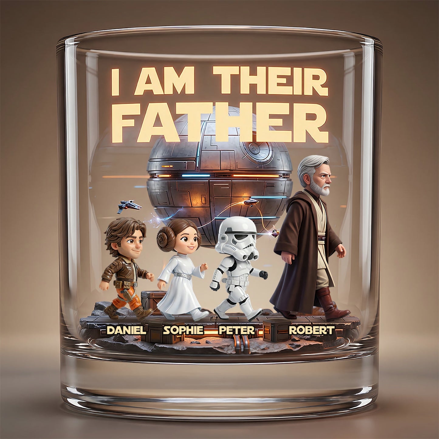 Cosmic Dad and Kids Round Glass - Personalized Gifts For Dad PTT