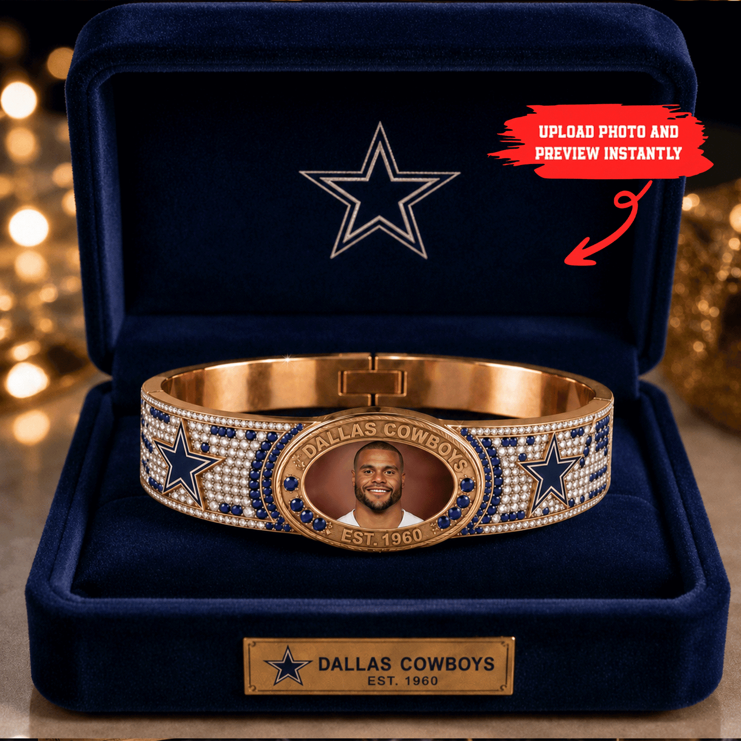 Premium NFL Personalized Portrait Crystal Bangle Bracelet NMD CTKT