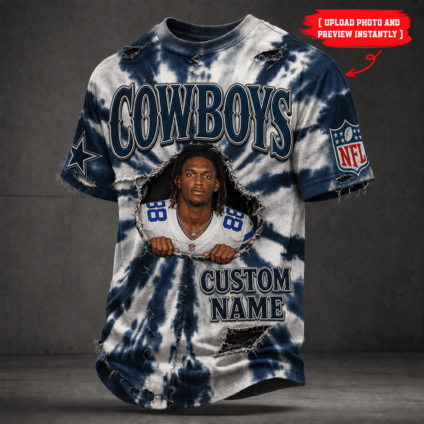 Premium NFL Personalized Distressed Tie-Dye T-Shirt NMD CTKT
