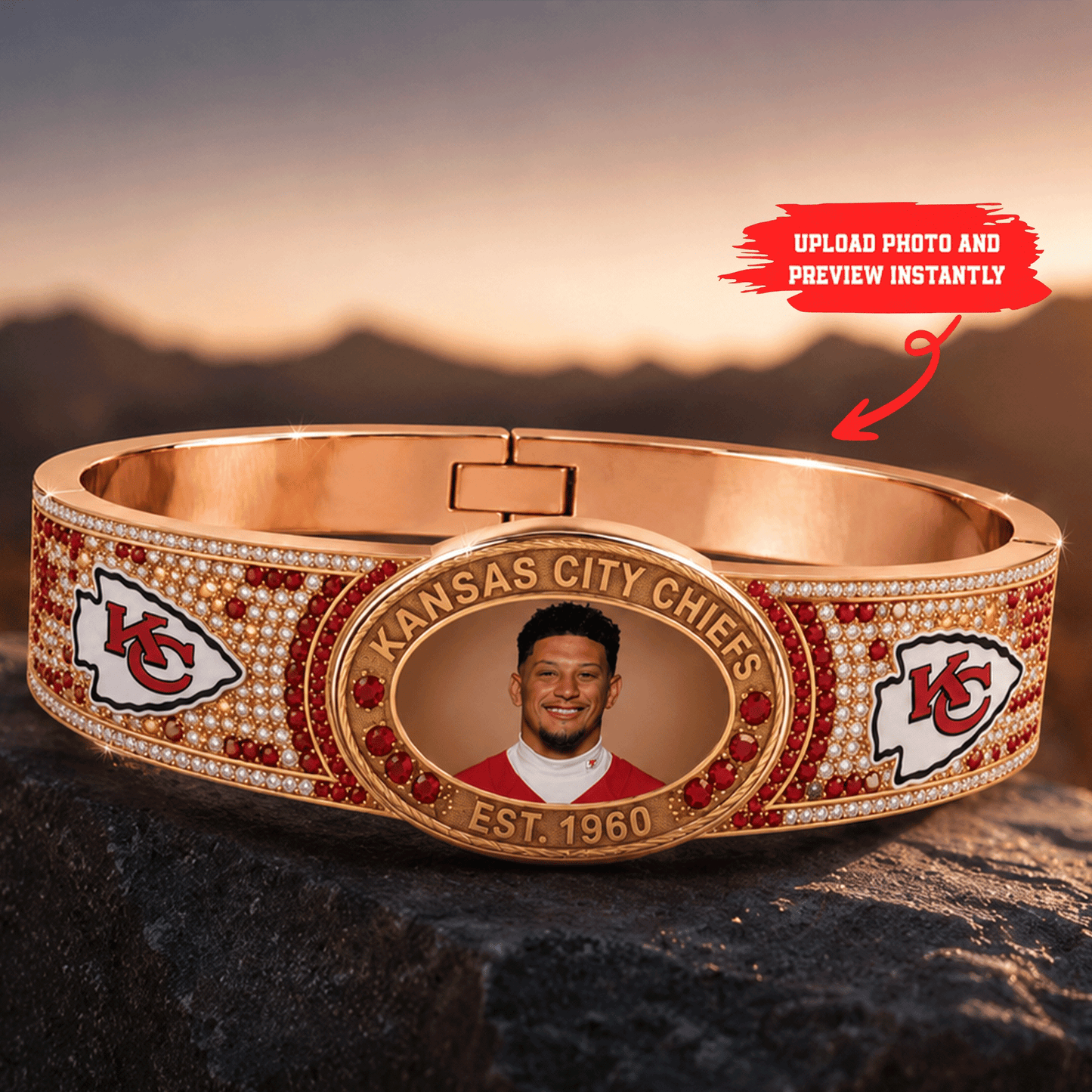 Premium NFL Personalized Portrait Crystal Bangle Bracelet NMD CTKT
