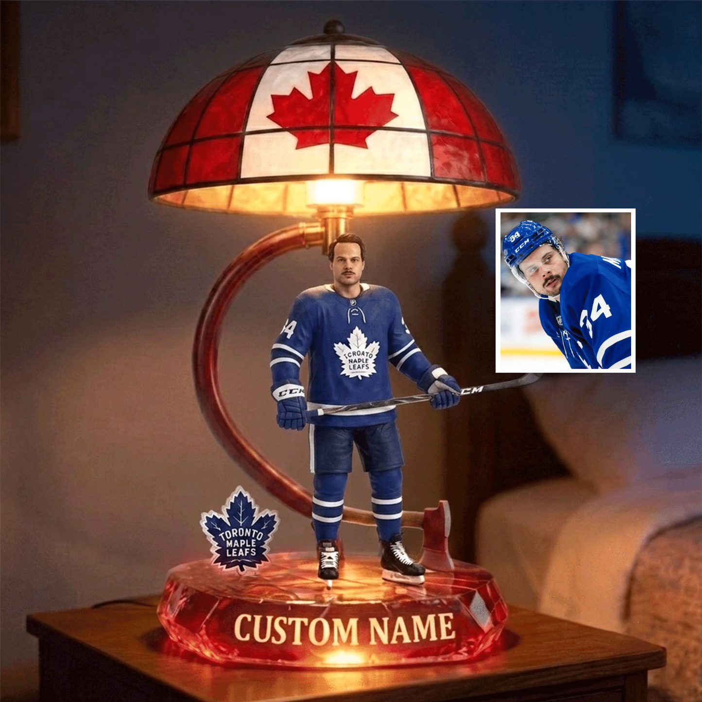 Premium NHL Hockey Player Personalized Acrylic LED Night Light NMD CTKT