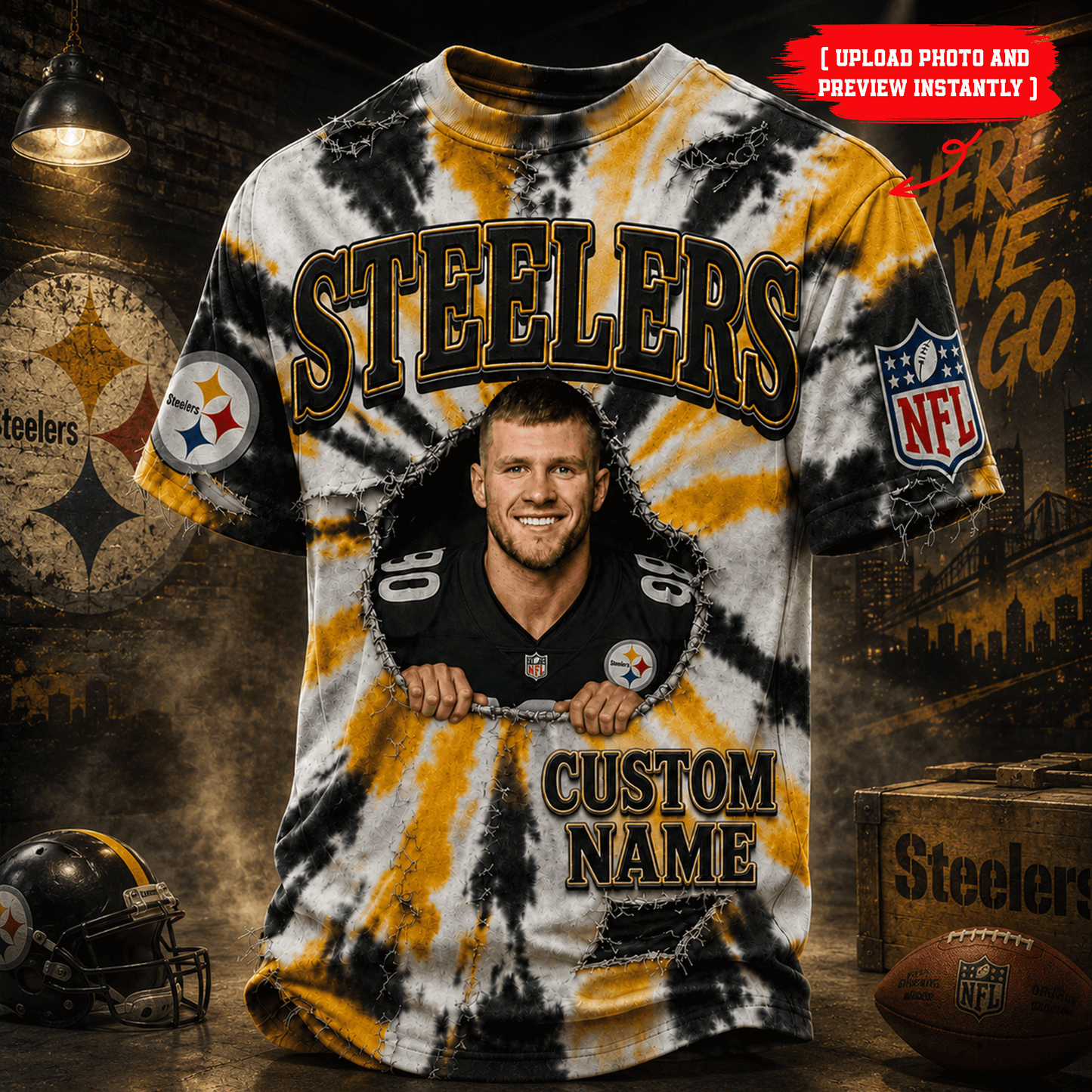 Premium NFL Personalized Distressed Tie-Dye T-Shirt NMD CTKT