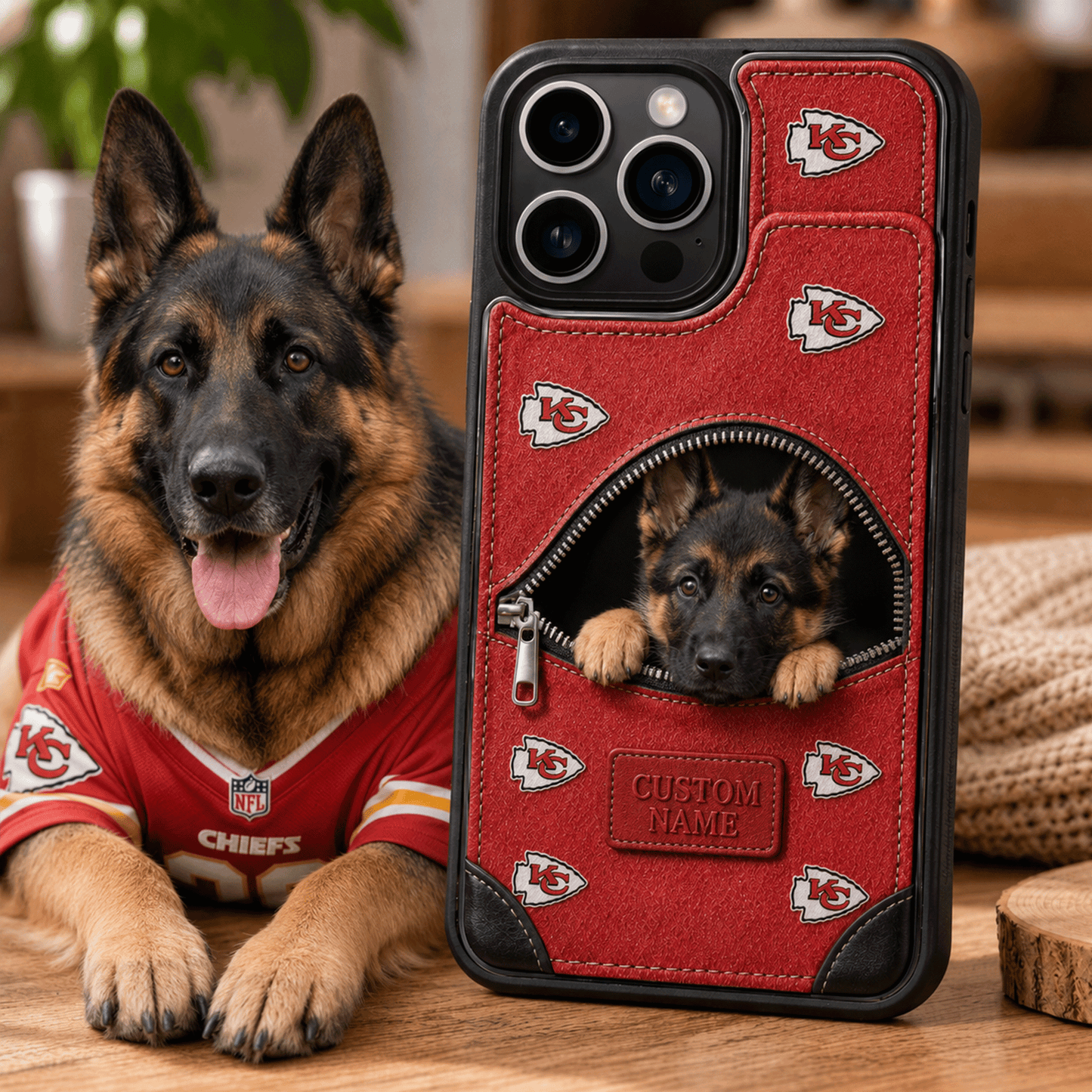 Premium NFL Personalized Pet Fully Printed Wallet Phone Case NMD CTKT