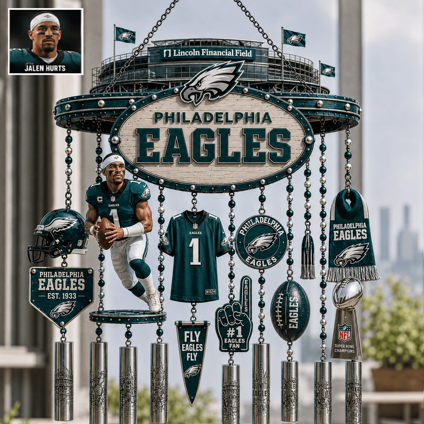Premium NFL Personalized Wind Chime NMD CTKT