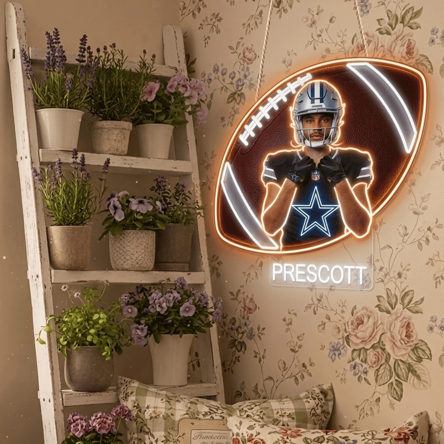 Premium NFL Personalized Football LED Light Acrylic Sign NMD CTKT