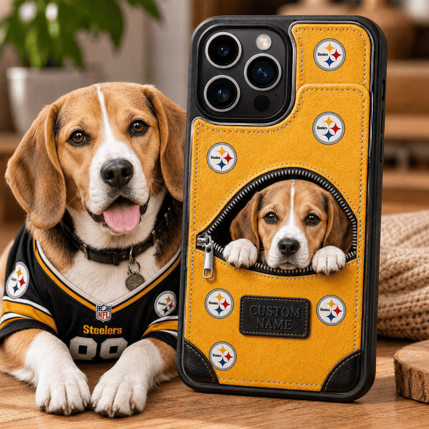 Premium NFL Personalized Pet Fully Printed Wallet Phone Case NMD CTKT