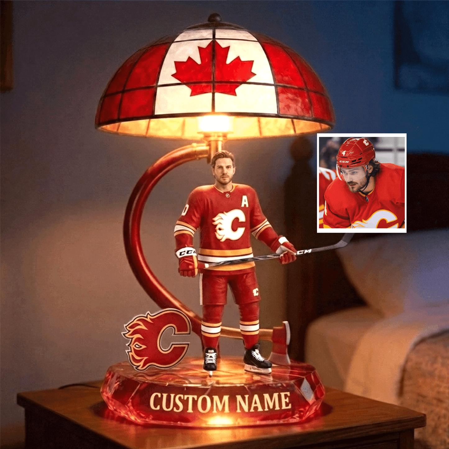 Premium NHL Hockey Player Personalized Acrylic LED Night Light NMD CTKT