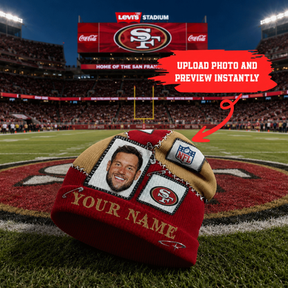 Premium NFL Personalized Heritage Patch Beanie Hat NMD CTKT