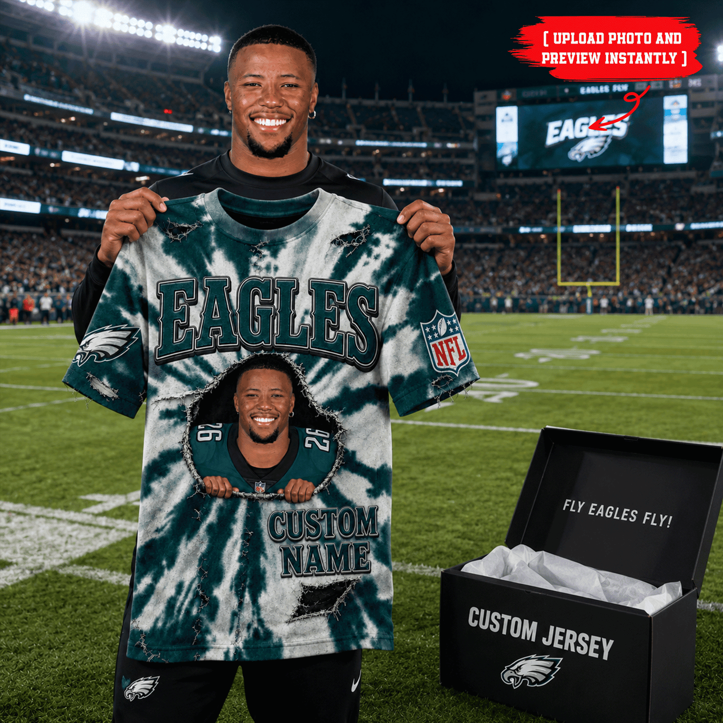 Premium NFL Personalized Distressed Tie-Dye T-Shirt NMD CTKT