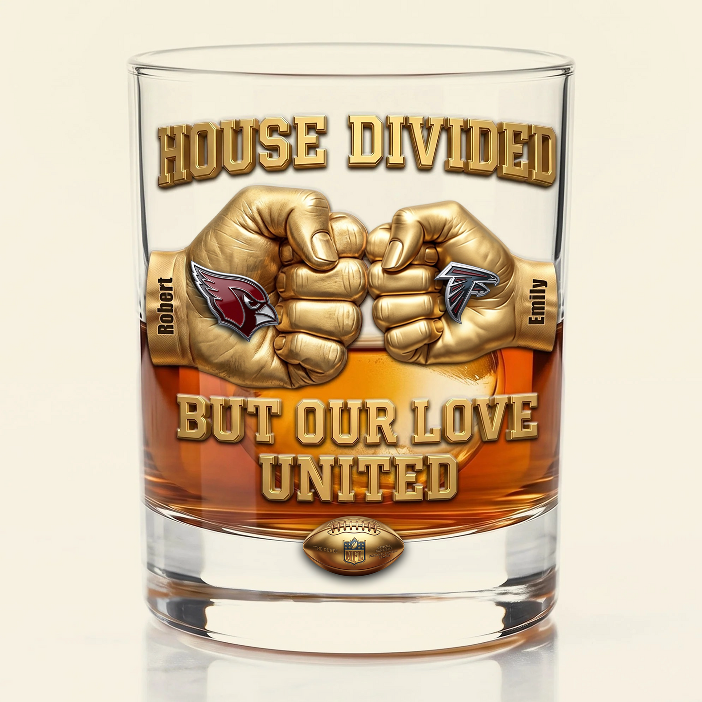 Premium NFL Personalized House Divided Whiskey Glass NMD CTKT