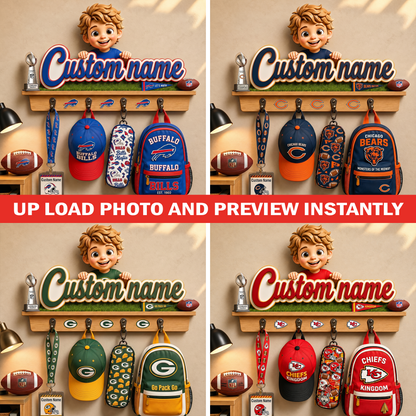 NFL Personalized Kid Custom Shaped Hanging Rack 2206 NAK TTT