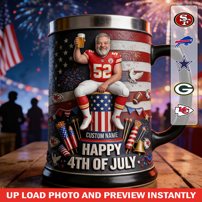 Cheers To Freedom - NFL Personalized Independence Day/ 4th of July Beer Stein 1606 NAK TTT