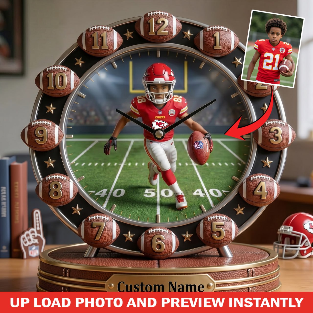 NFL Personalized Basketball Desk Clock Plaque 1106 NAK TTT