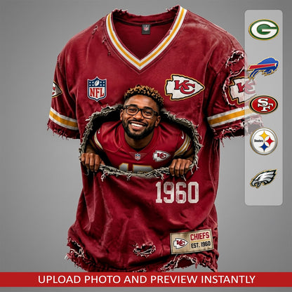 Personalized NFL Premium V-Neck T-shirt Gift For Fans 1906 NAK NHT