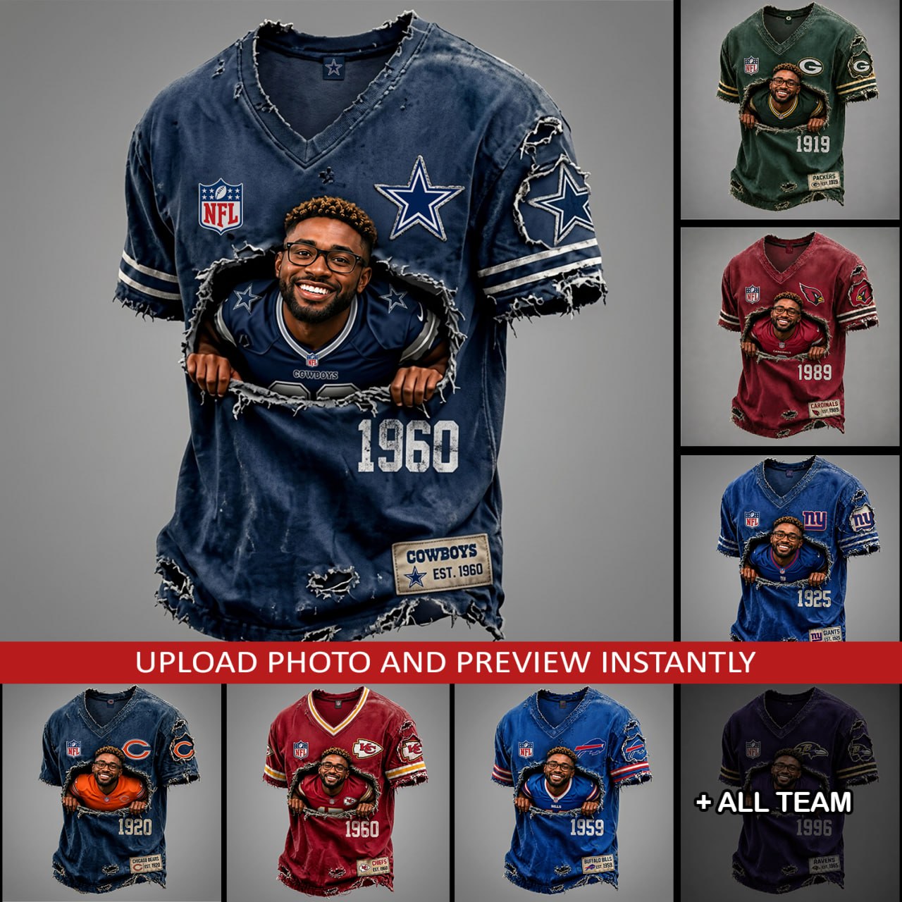 Personalized NFL Premium V-Neck T-shirt Gift For Fans 1906 NAK NHT