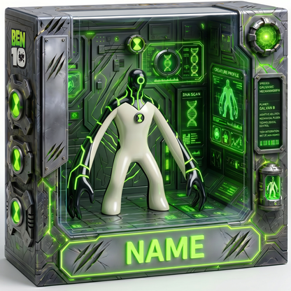 Custom Photo Acrylic Plaque, Personalized Alien Hero Collectible, Cartoon Action Figure Style Gift, Custom Fan Display Decor, Sci-Fi Inspired Acrylic Plaque Gift For Fans BQH